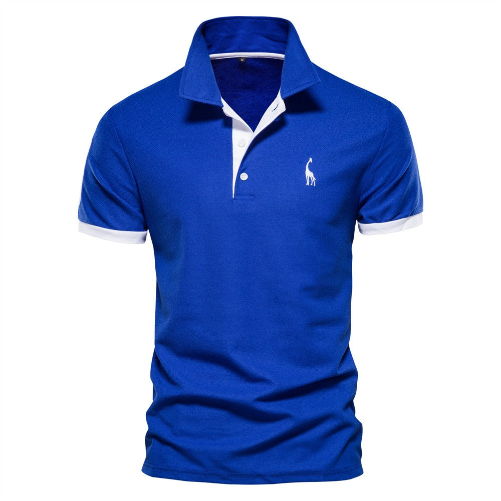 Men's Polo Shirt with Contrast Trim and Button Placket