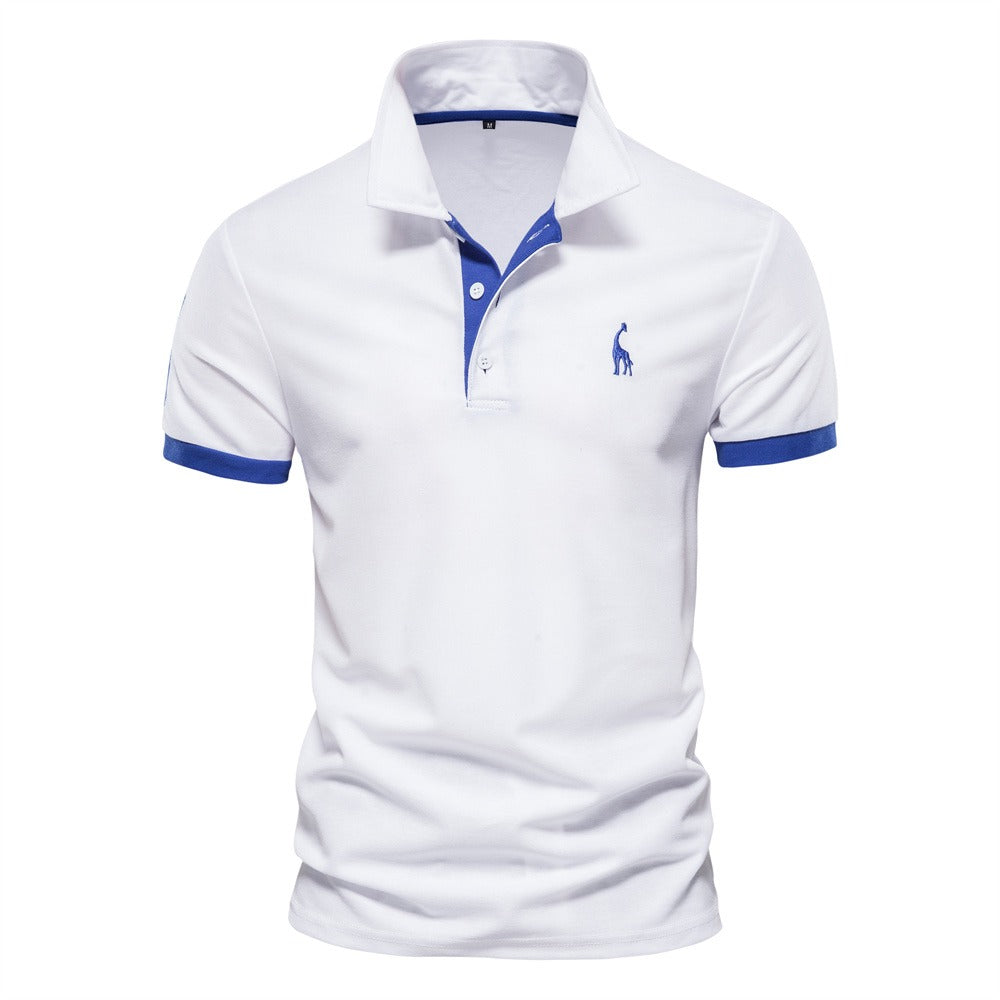Men's Polo Shirt with Contrast Trim and Button Placket
