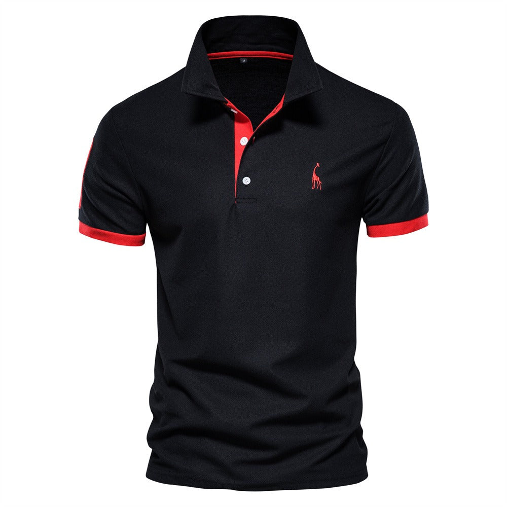Men's Polo Shirt with Contrast Trim and Button Placket