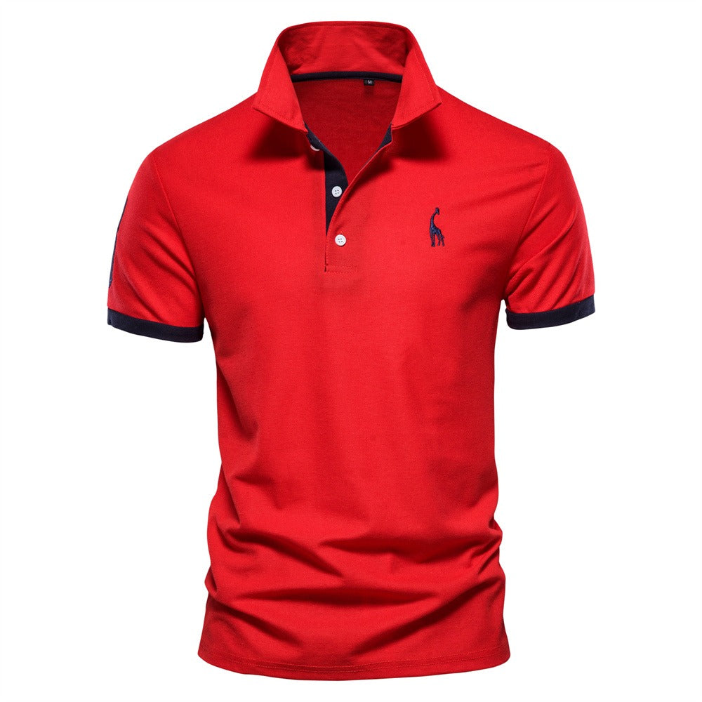 Men's Polo Shirt with Contrast Trim and Button Placket