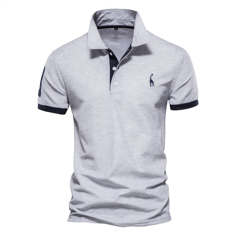 Men's Polo Shirt with Contrast Trim and Button Placket