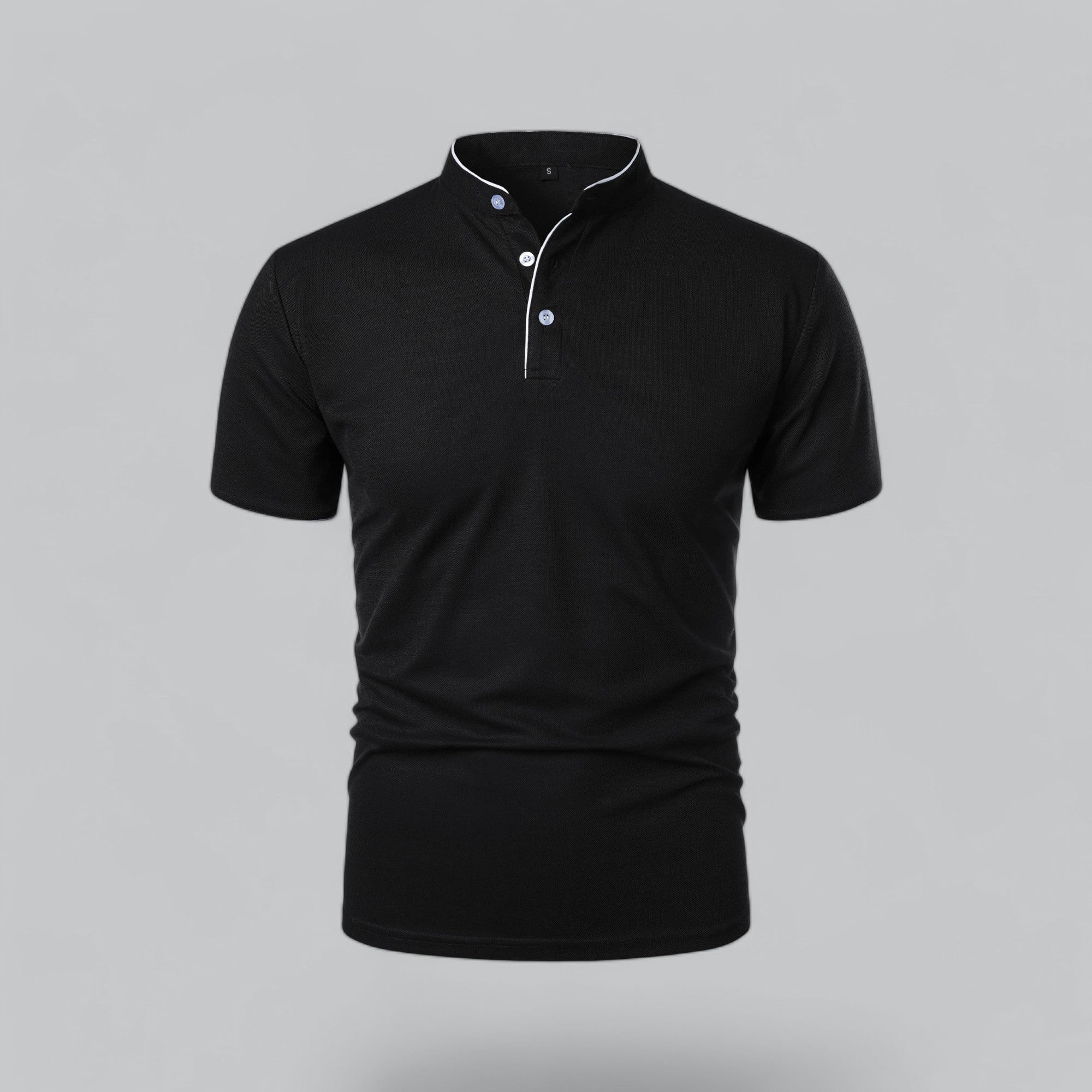Men's Short-Sleeve Collarless Polo Shirt for Smart Casual
