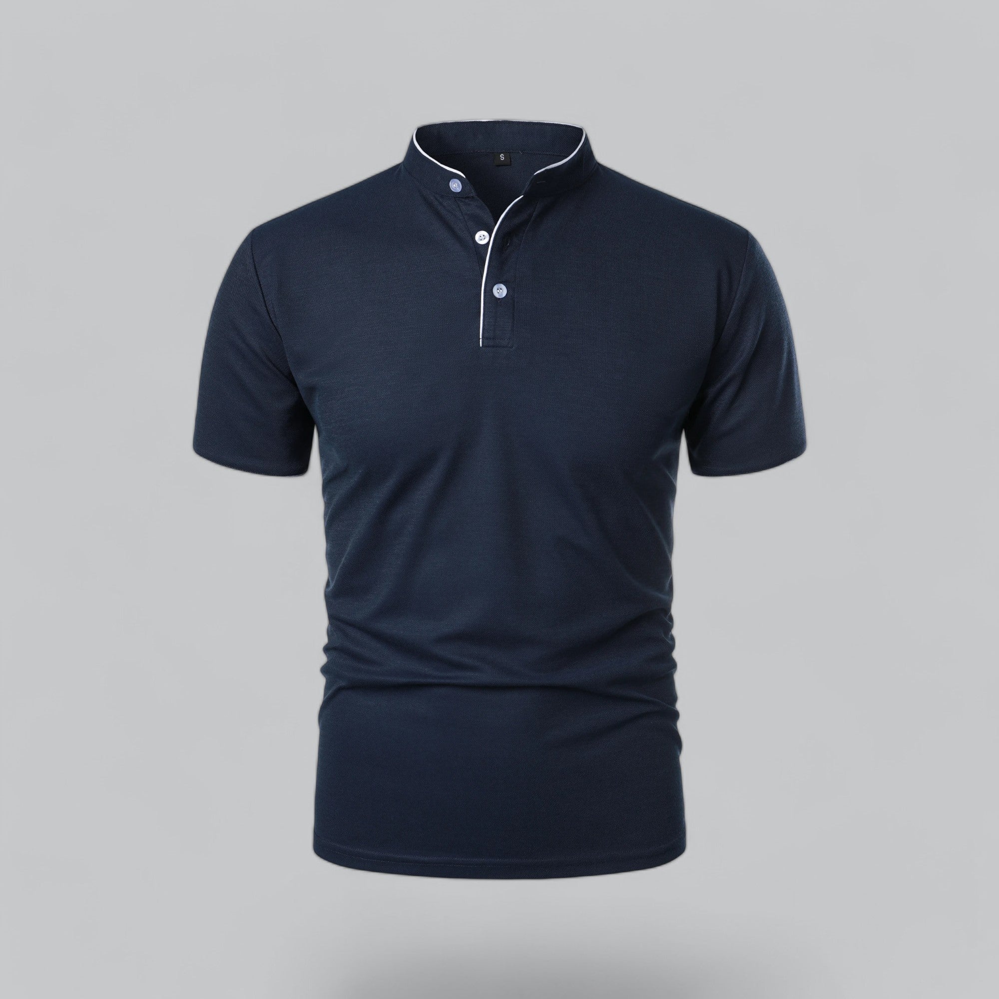 Men's Short-Sleeve Collarless Polo Shirt for Smart Casual