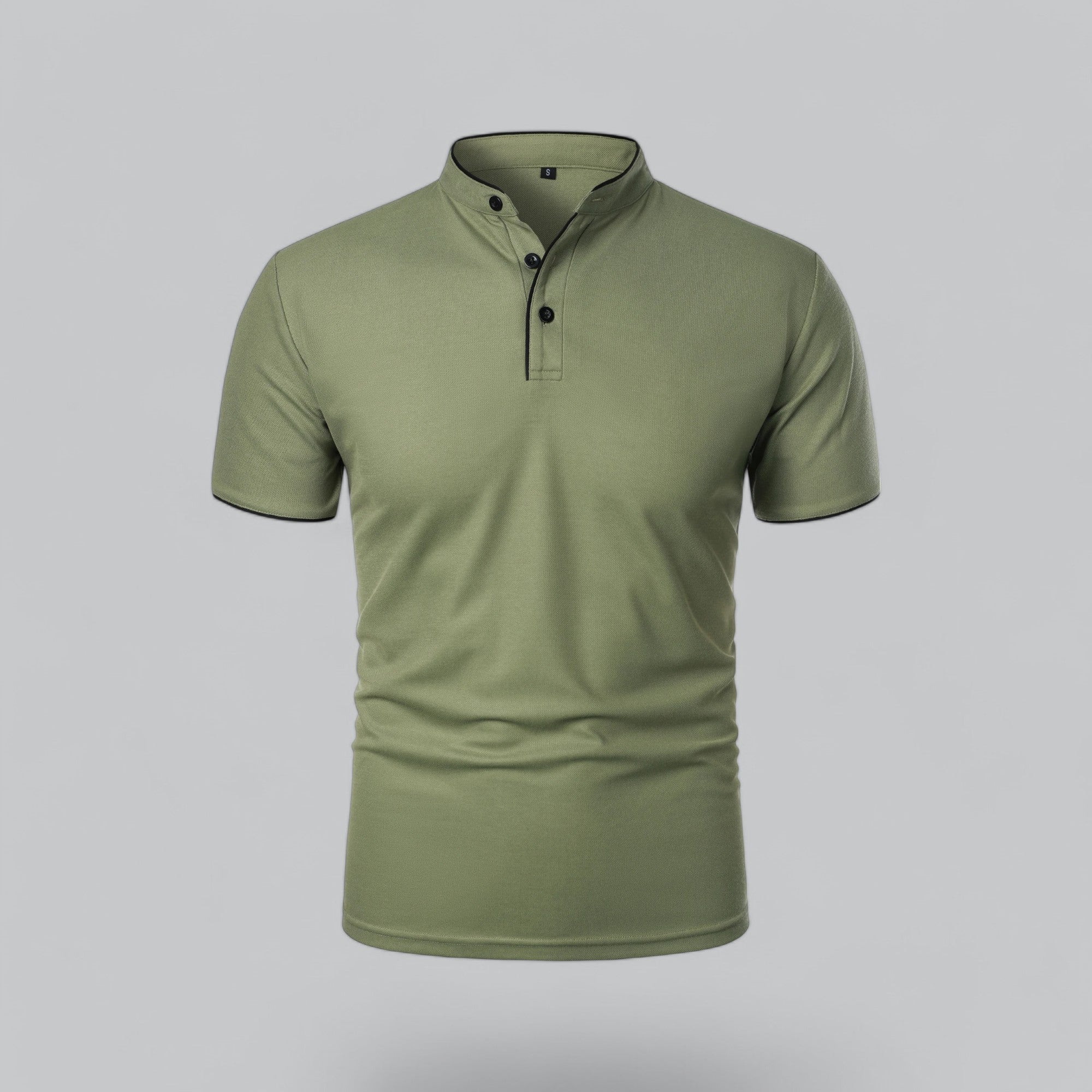 Men's Short-Sleeve Collarless Polo Shirt for Smart Casual