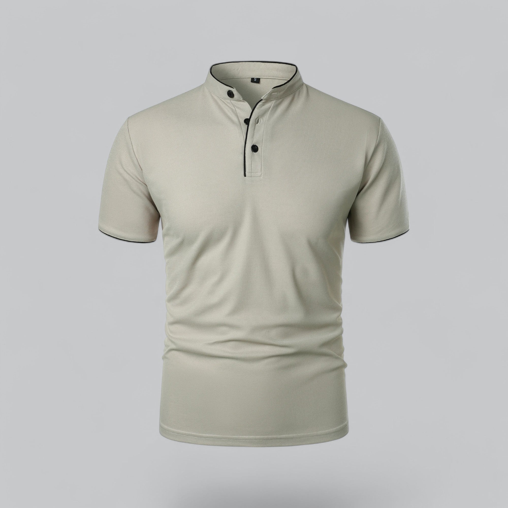 Men's Short-Sleeve Collarless Polo Shirt for Smart Casual