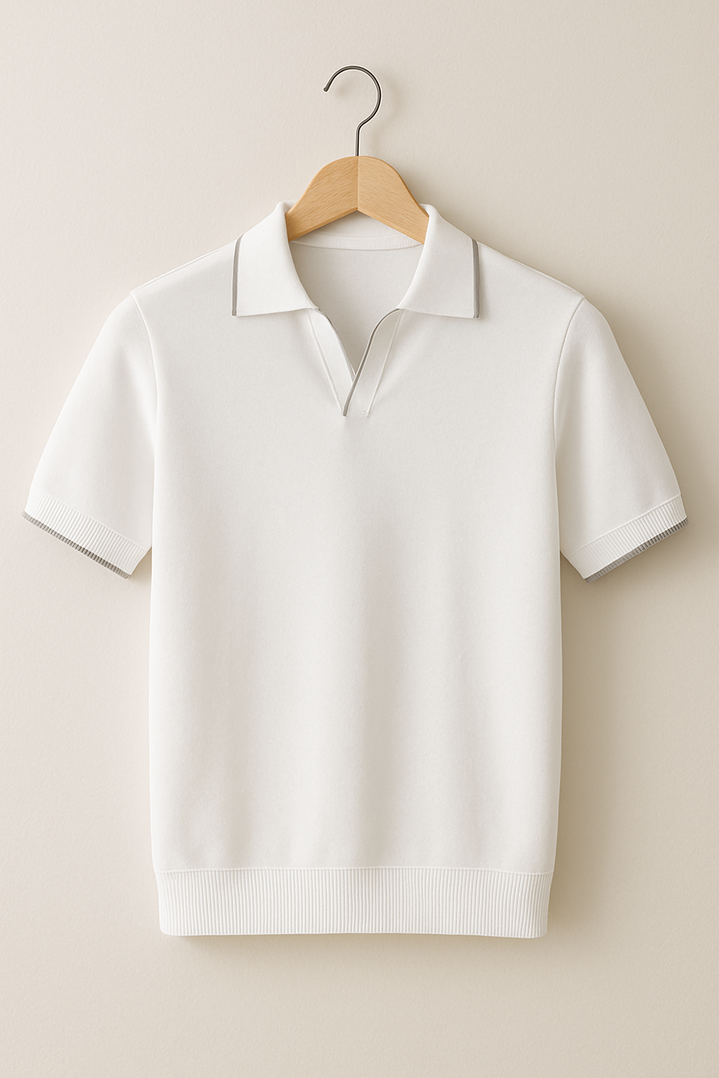 Men's Slim-Fit Knit Polo Shirt with Contrast Trim