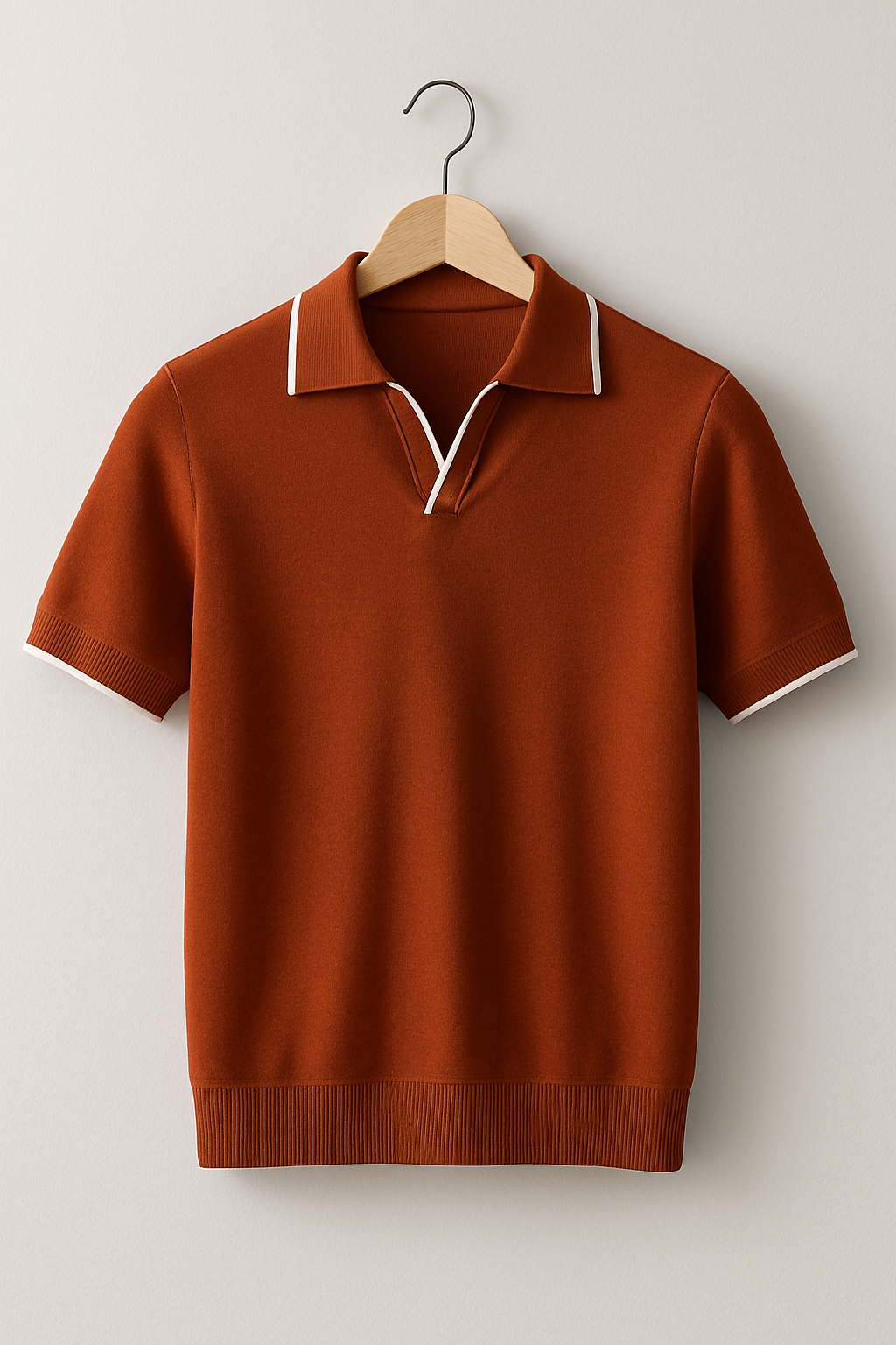 Men's Slim-Fit Knit Polo Shirt with Contrast Trim