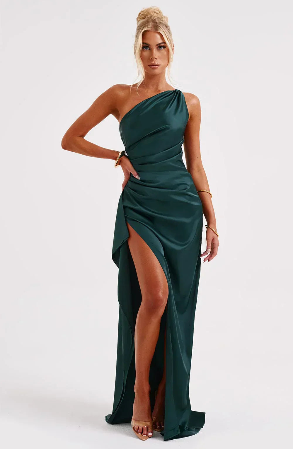 Women's Asymmetric Maxi Dress with High Split for Evening