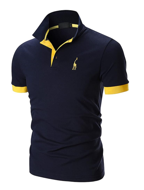 Men's Polo Shirt with Contrast Trim and Button Placket