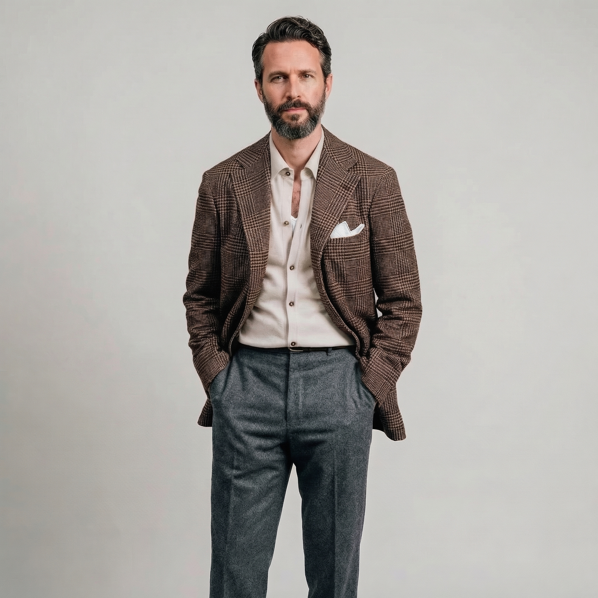 Men's Slim-Fit Checkered Blazer for Smart Casual Wear