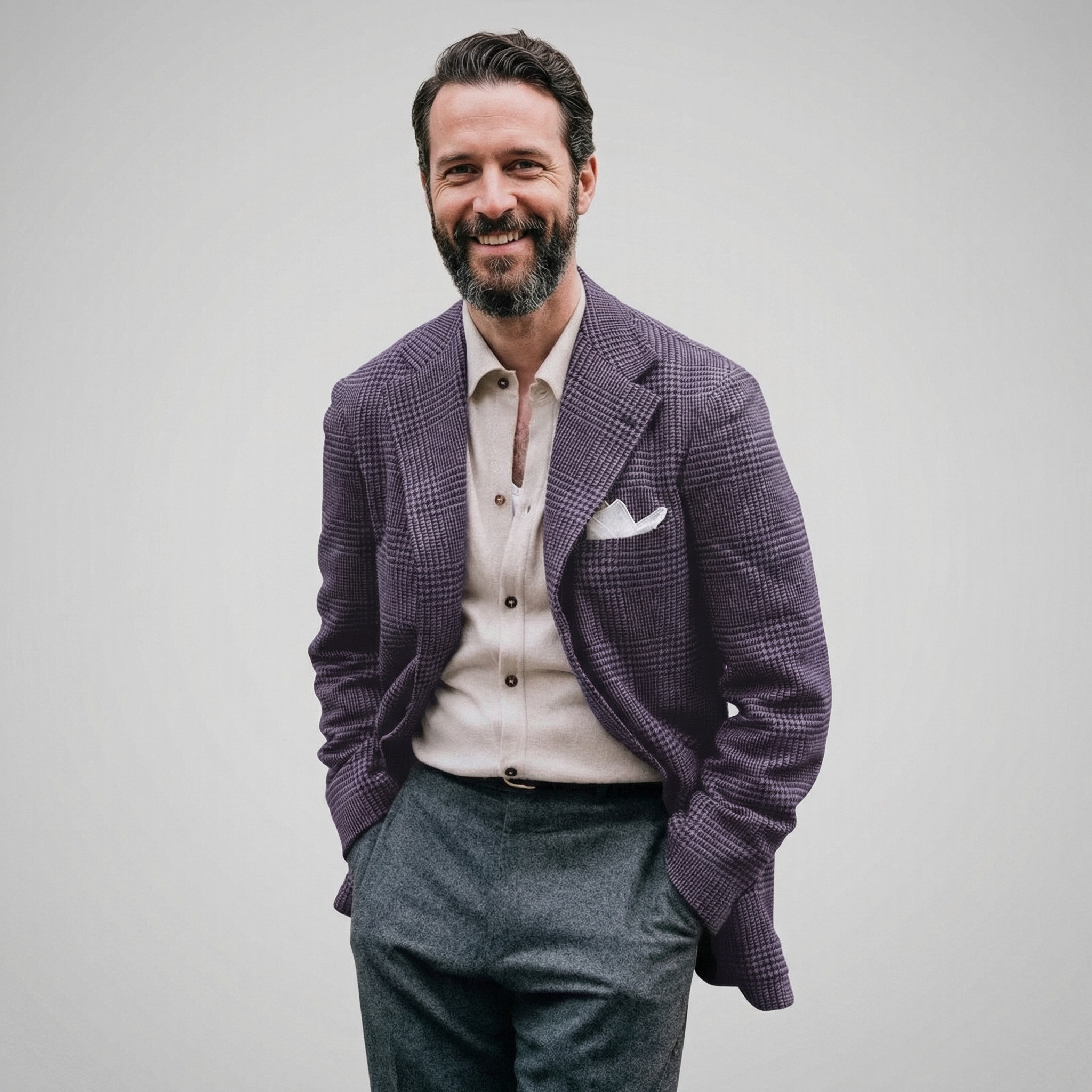 Men's Slim-Fit Checkered Blazer for Smart Casual Wear