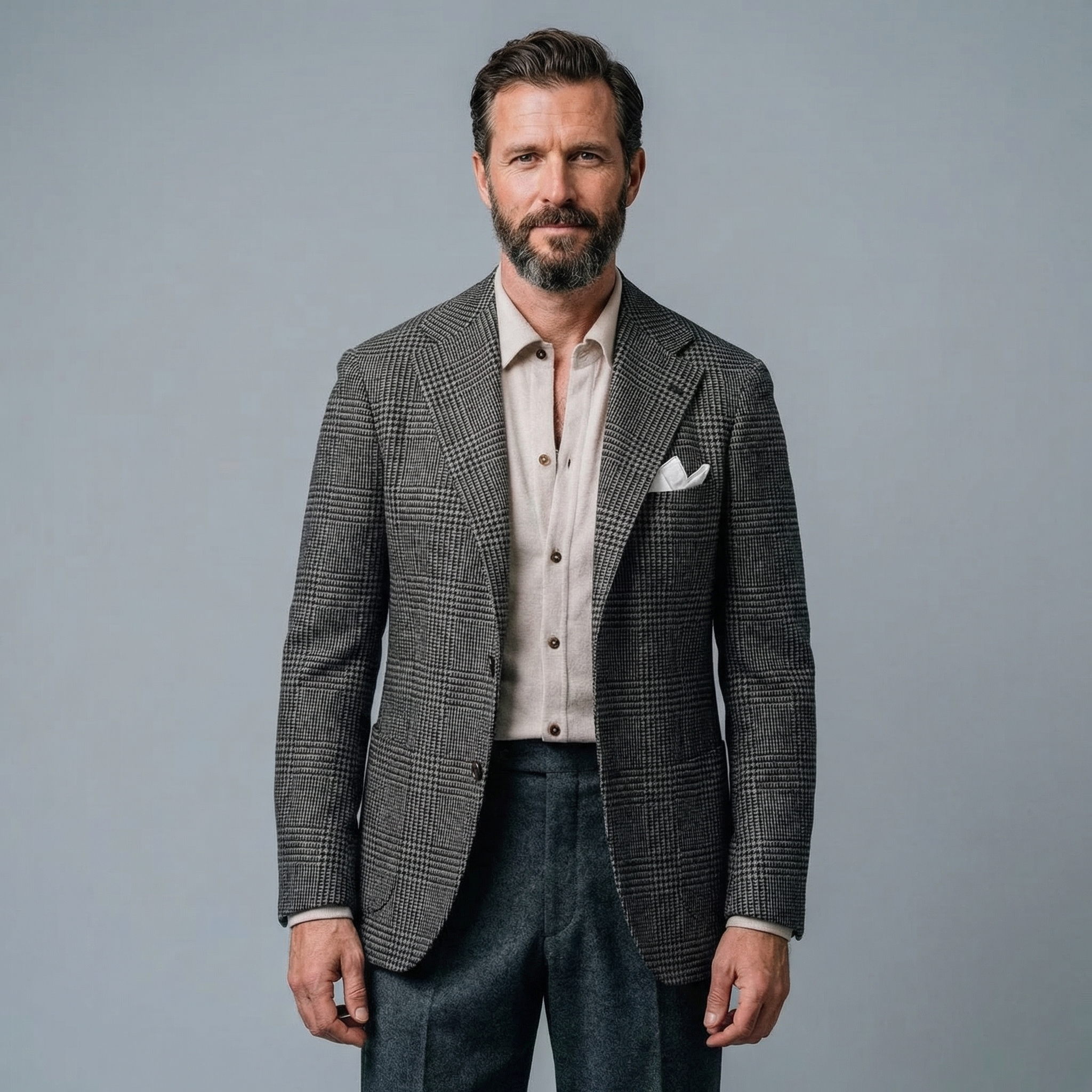 Men's Slim-Fit Checkered Blazer for Smart Casual Wear