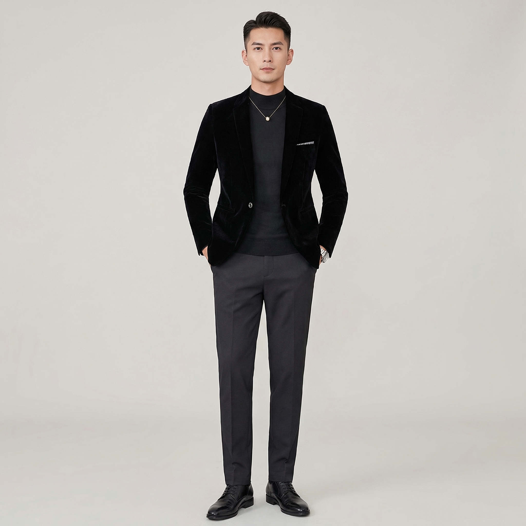 Men's Slim-Fit Velvet Blazer for Evening and Smart Events