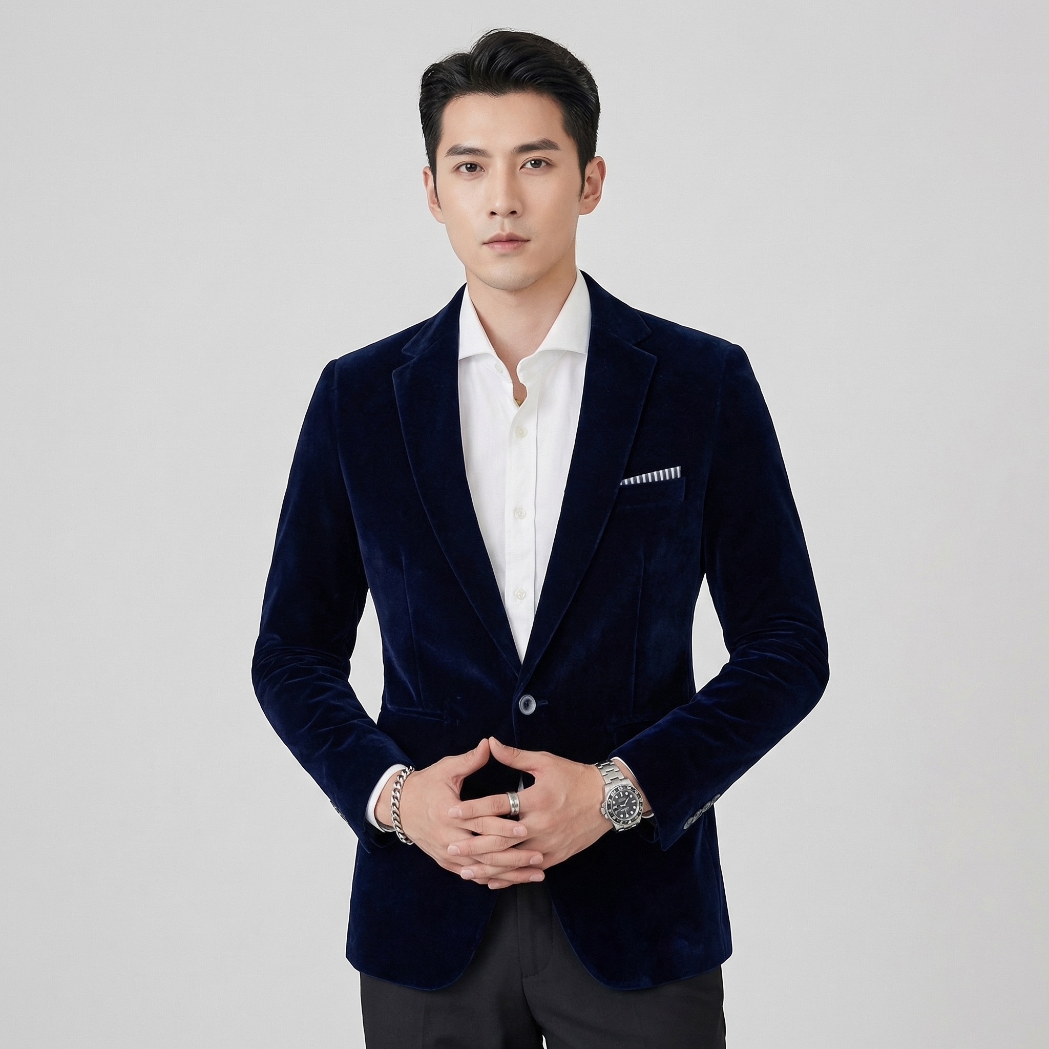 Men's Slim-Fit Velvet Blazer for Evening and Smart Events